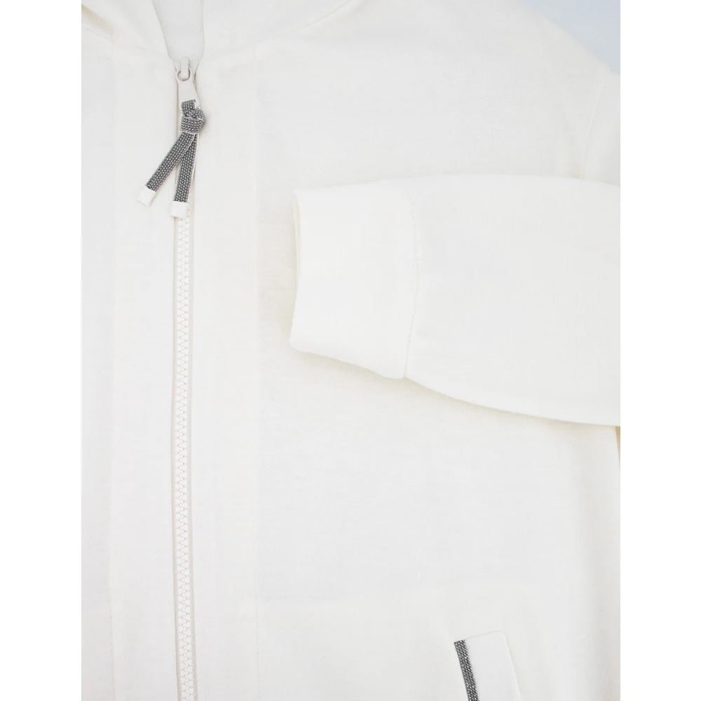 BRUNELLO CUCINELLI Elegante hoodie met juweelrand Beige Dames