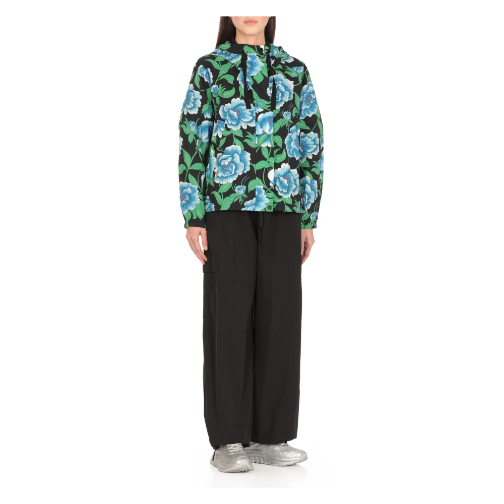 Kenzo Zwarte Waterdichte Bloemenjas Multicolor Dames
