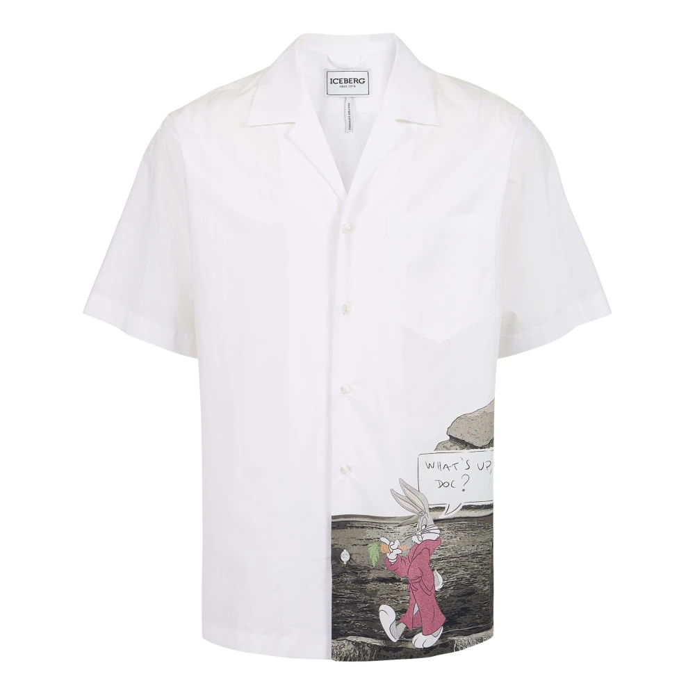 Iceberg Regular fit korte mouwen bowling shirt White Heren