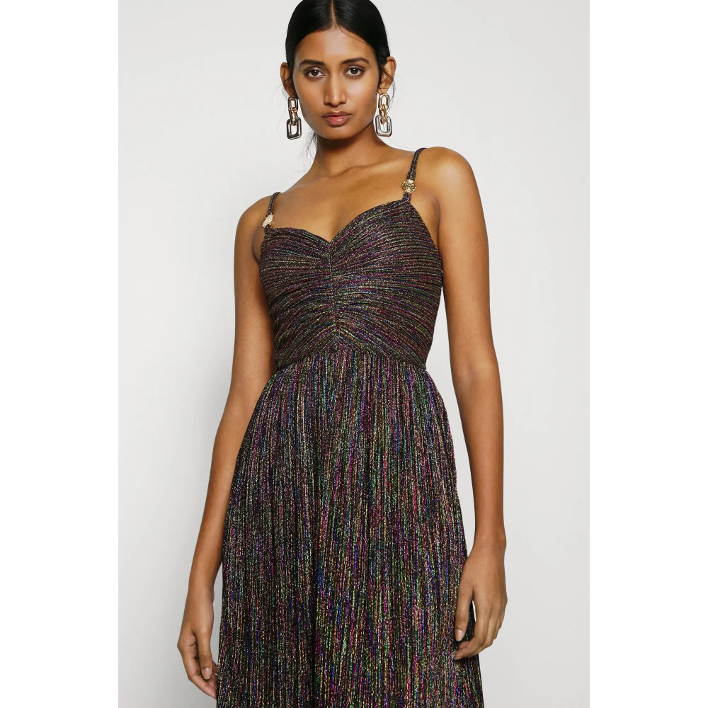 Just Cavalli Kleurrijke lurex lange jurk met V-hals Multicolor Dames
