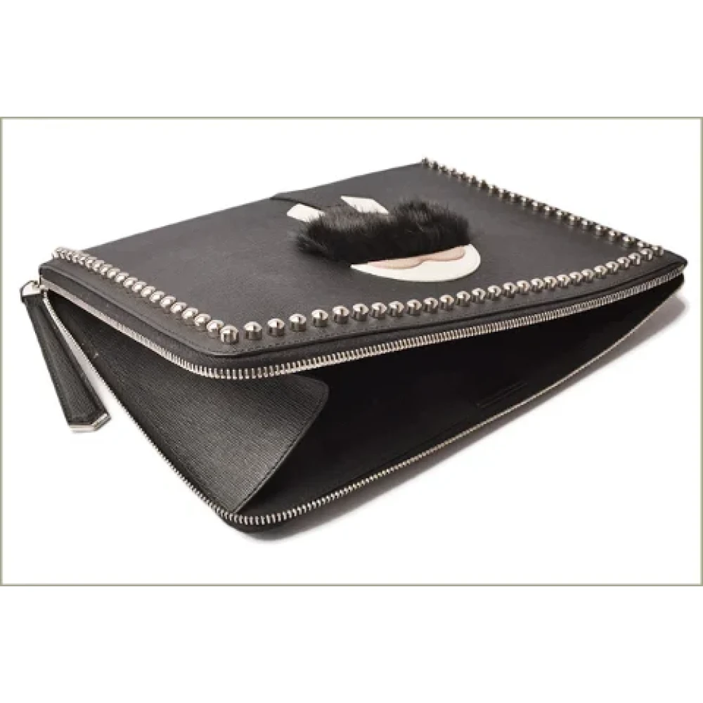 Fendi Vintage Pre-owned Leather clutches Black Dames
