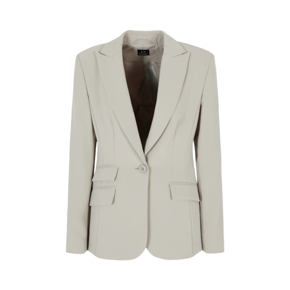 Armani Exchange Kvinders Beige Jakke, Dame,, Bomuld, Enkeltknappet Stretchjakke Extra Lille
