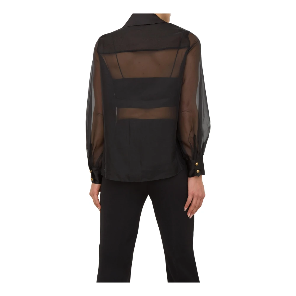 Nenette Zwarte Organza Shirt Black Dames