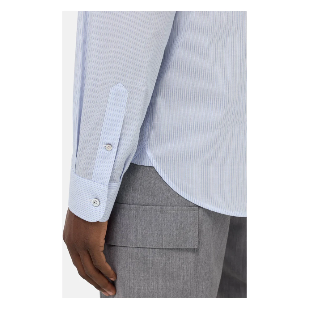 Boggi Milano Regular gestreept overhemd van poplin katoen Blue Heren