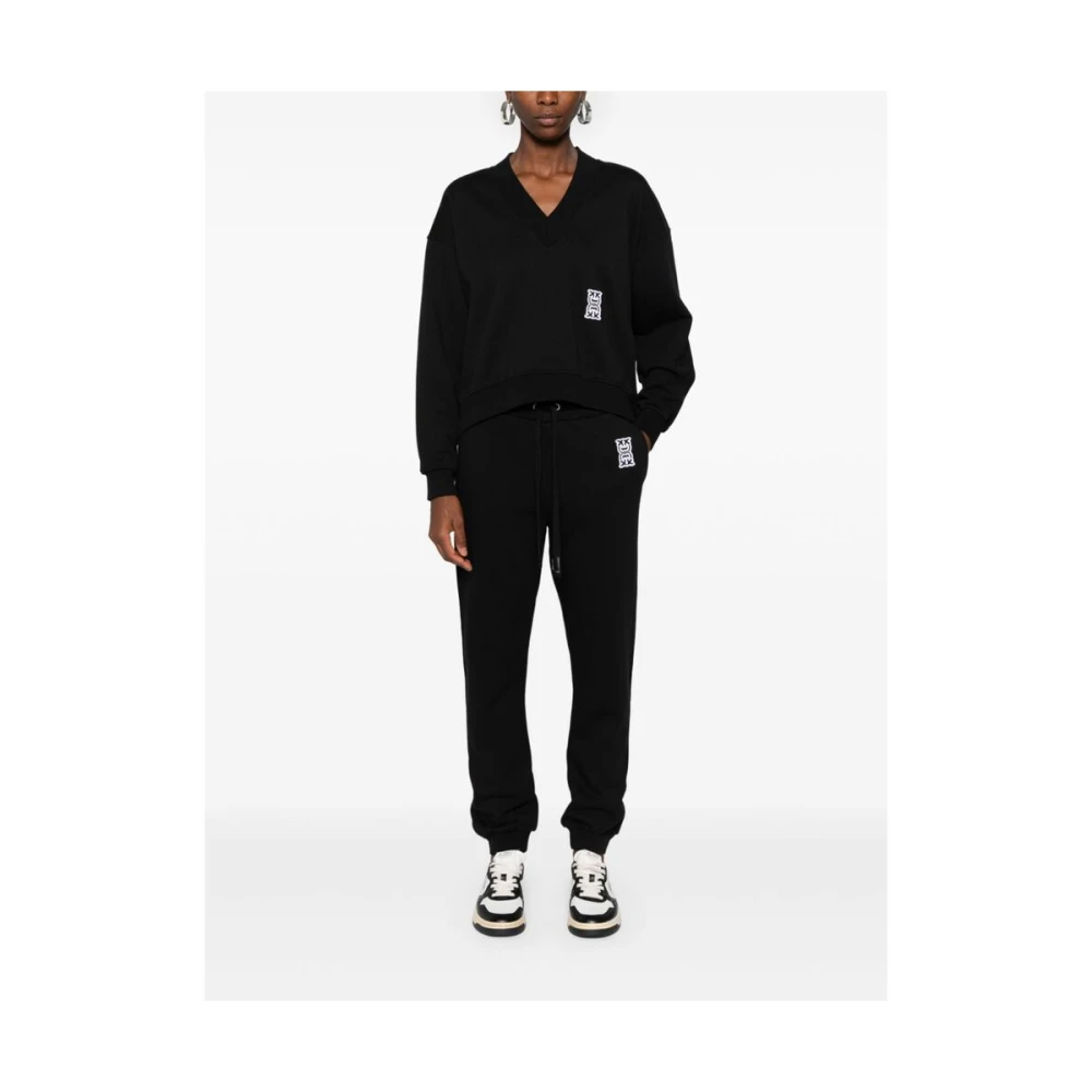 pinko Zwarte Katoenen Jersey Tapered Leg Broek Black Dames