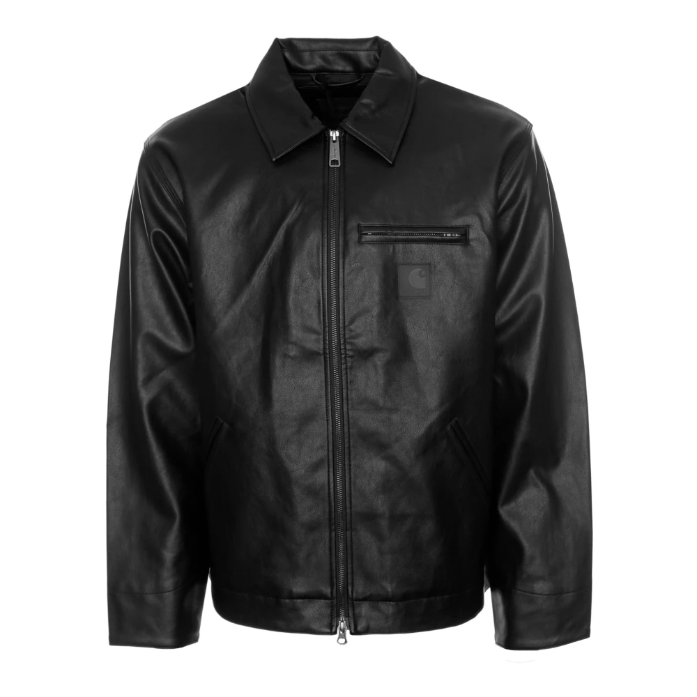 Carhartt WIP Glanzende PU Leren Jas Oversize Fit Black Heren
