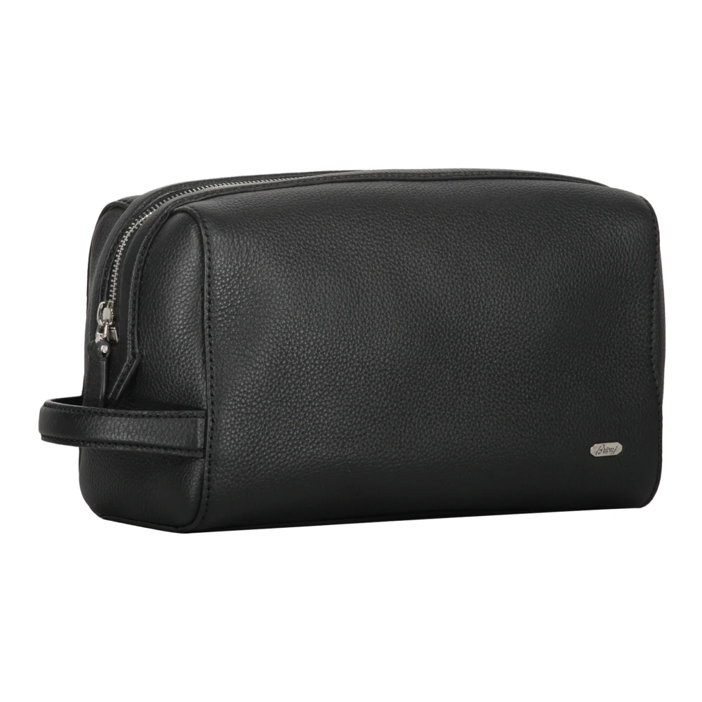 Brioni Leren Toilettas Black Heren