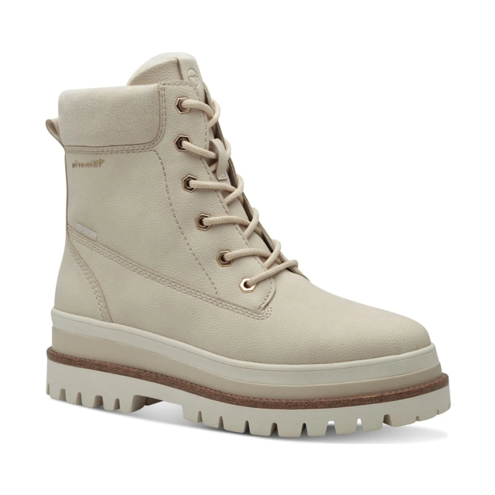 Tamaris Women's Beige Ivory Lace Ankle Boots - Winter Boots - 6 Uk - Shoes