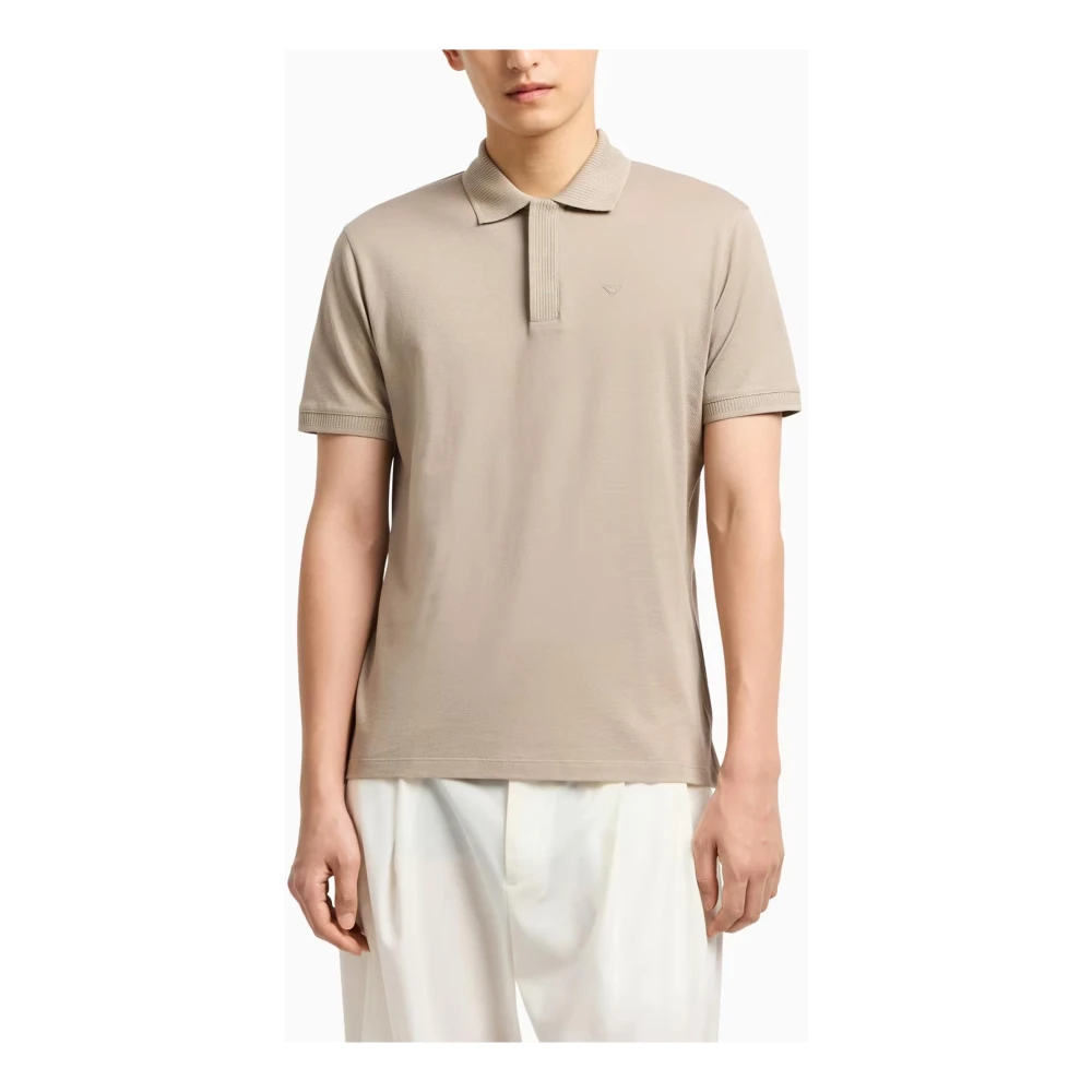 Emporio Armani Stijlvolle Polo Shirts met Verborgen Gedeeltelijke Sluiting Beige Heren