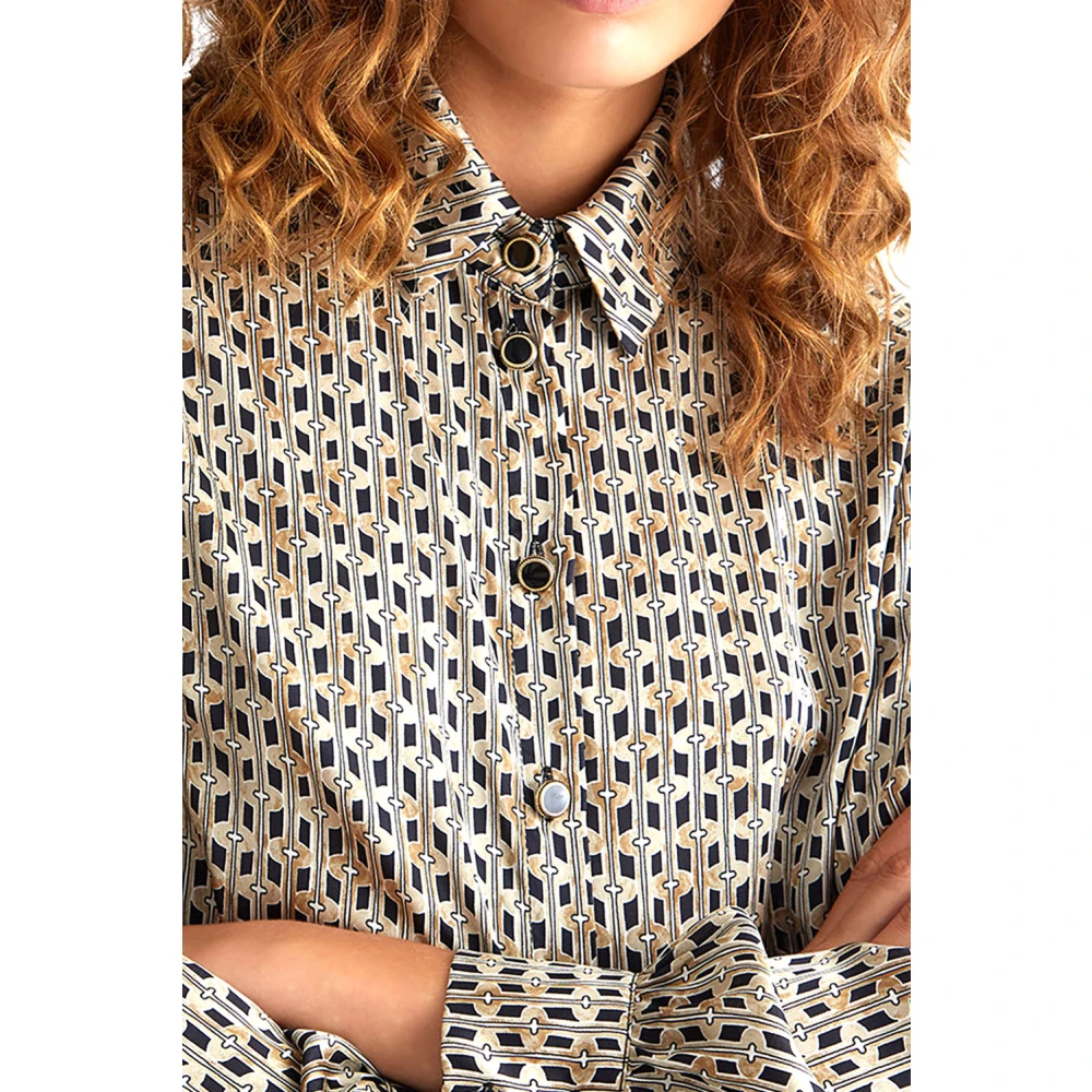 Liu Jo Geometrische Print Satijnen Shirt Multicolor Dames
