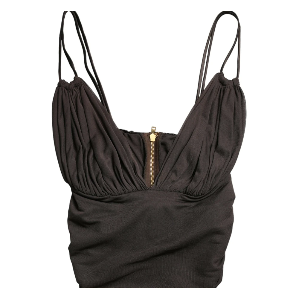 Dolce & Gabbana Mouwloze Crop Tank Top Brown Dames
