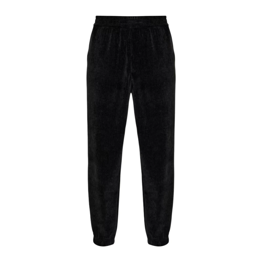 Armani Ribfluwelen Joggerbroek voor Heren Black Heren