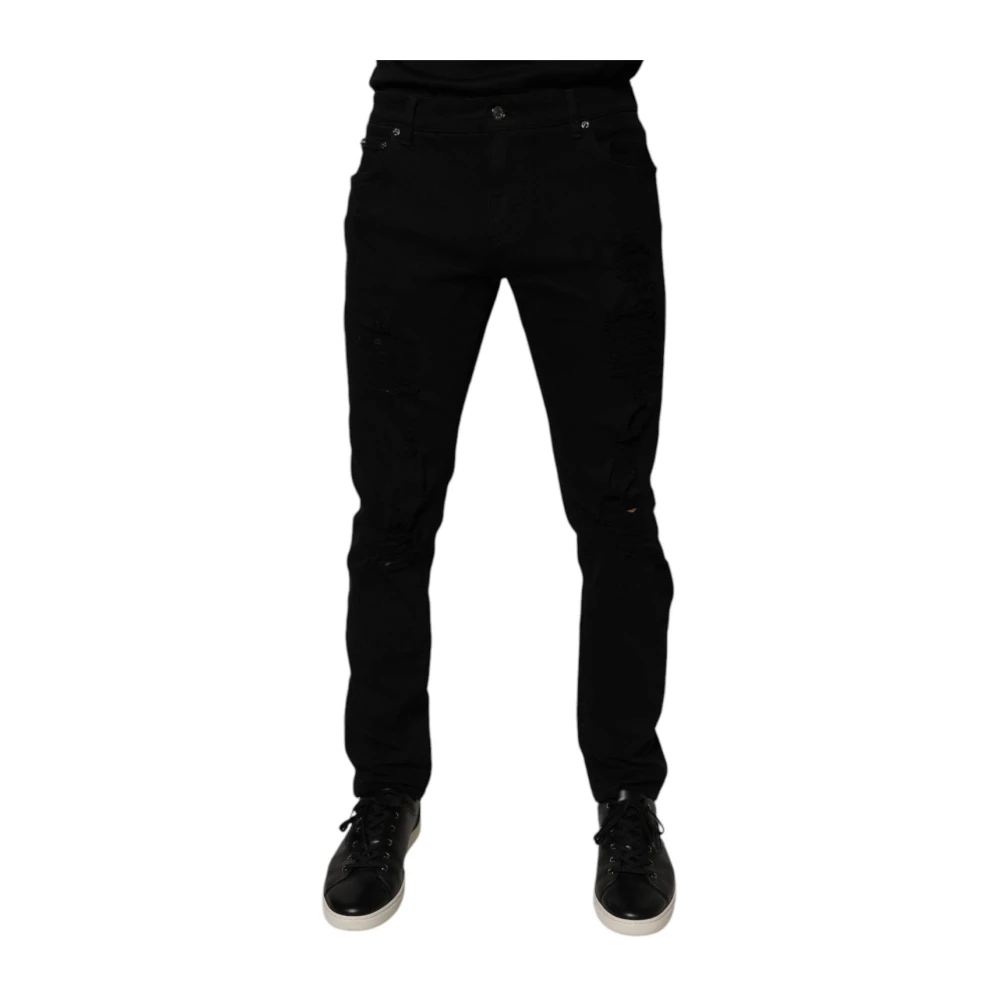 Dolce & Gabbana Men's Black Skinny Distressed Denim Jeans