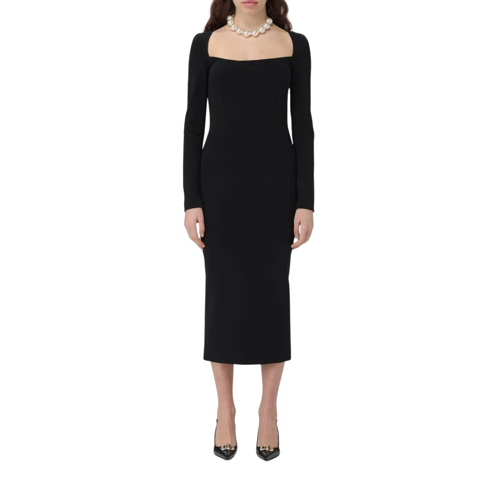 Dolce & Gabbana Women's Black Midi Dresses,, Elegant Square Neck Bodycon Dress Extra Small