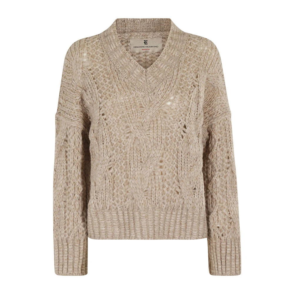 Ermanno Scervino Lange Mouw V-hals Top Gray Dames