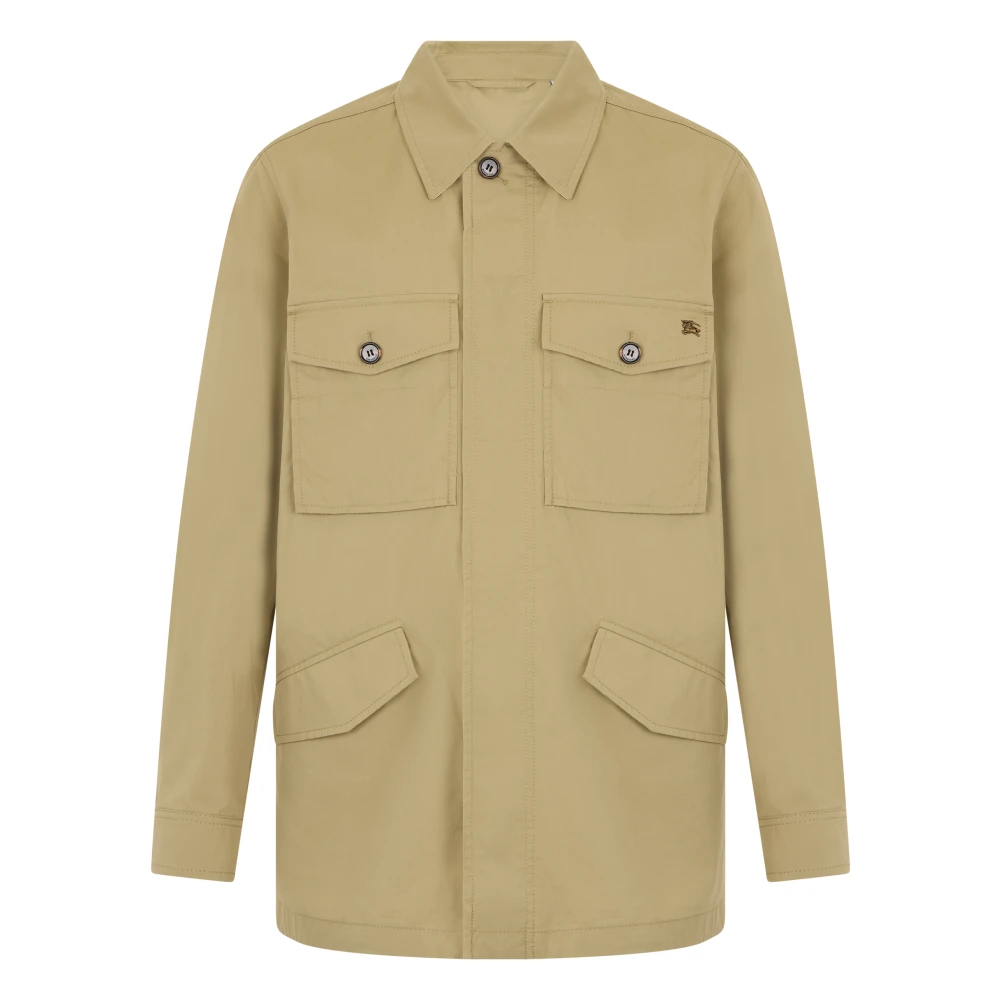 Burberry Men's Beige Light Jackets, L, Gabardine Coat