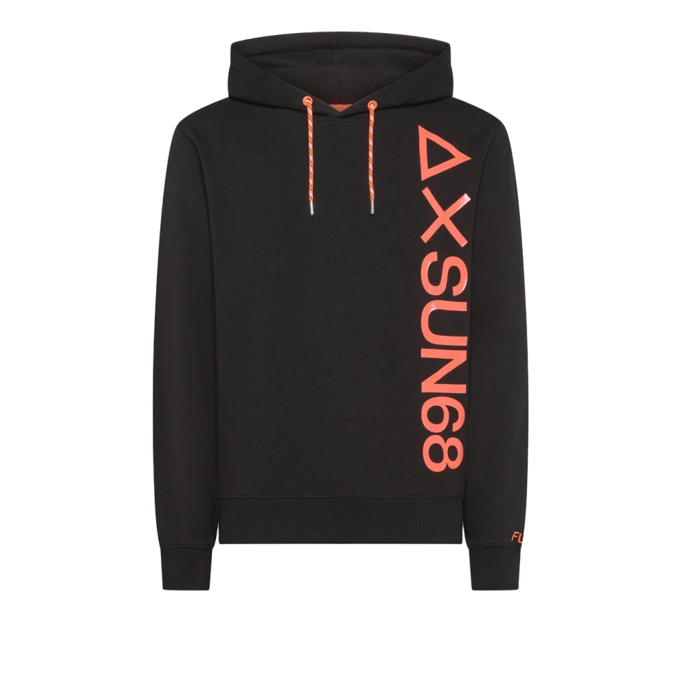 Sun68 Zwarte hoodie sweatshirt Moderne stijl Black Heren