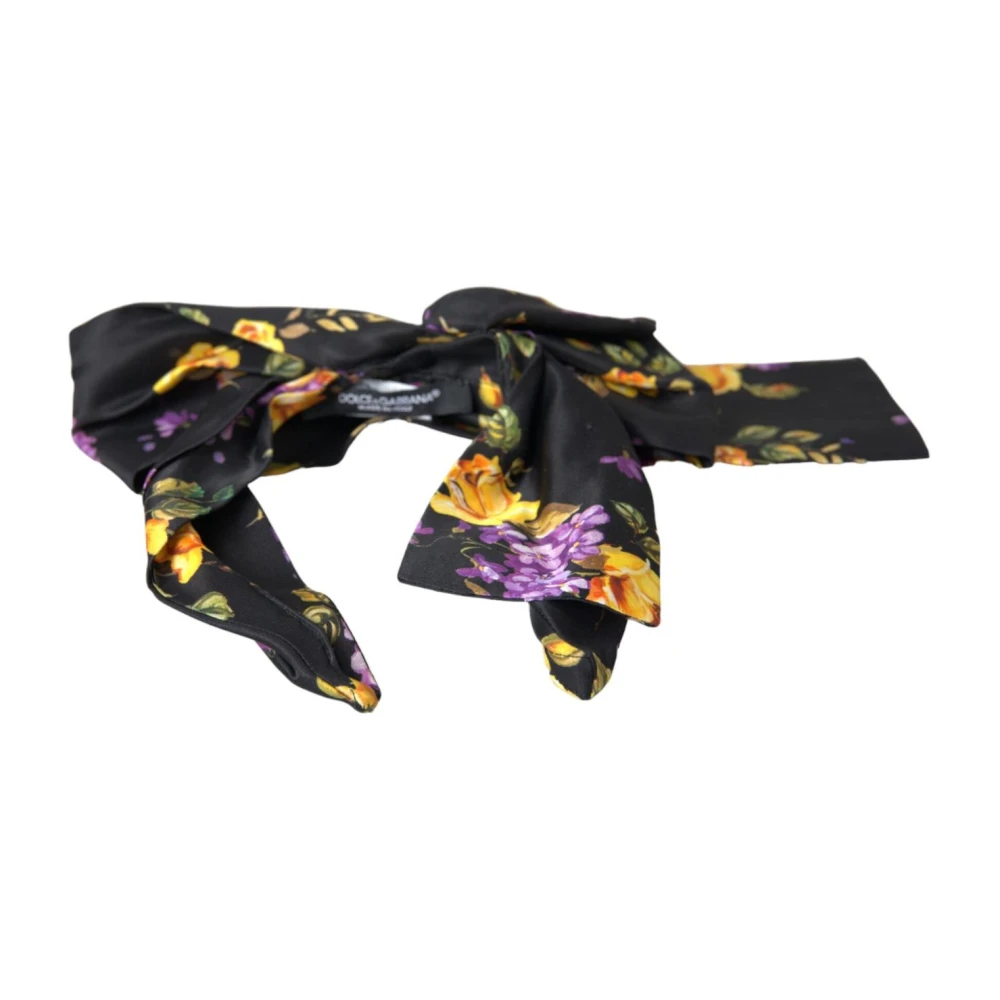 Dolce & Gabbana Zwart Bloemen Zijden Haarband Diadeem Multicolor Dames