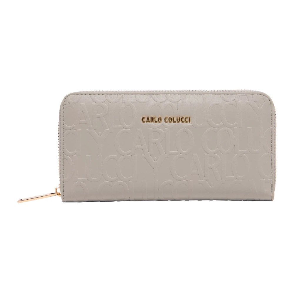 Carlo Colucci Women's Gray Wallets & Cardholders, One Size, Small Wallet With Embossed Logo Lettering
