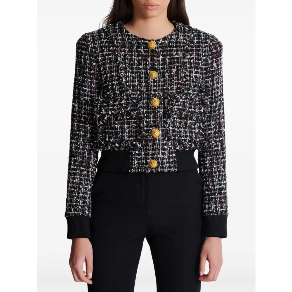 Balmain Kleurrijke Gecombineerde Bomberjas Black Dames