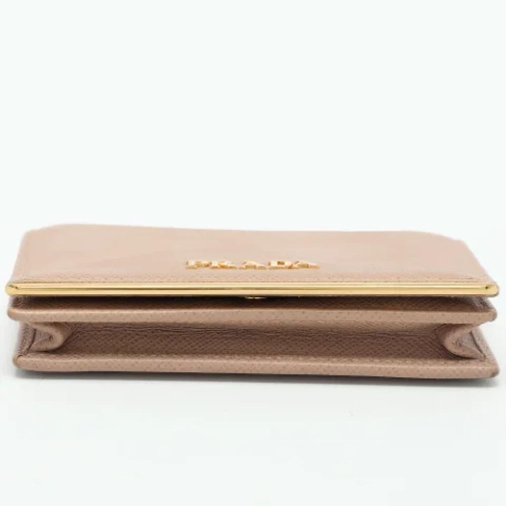 Prada Vintage Pre-owned Leather wallets Beige Dames
