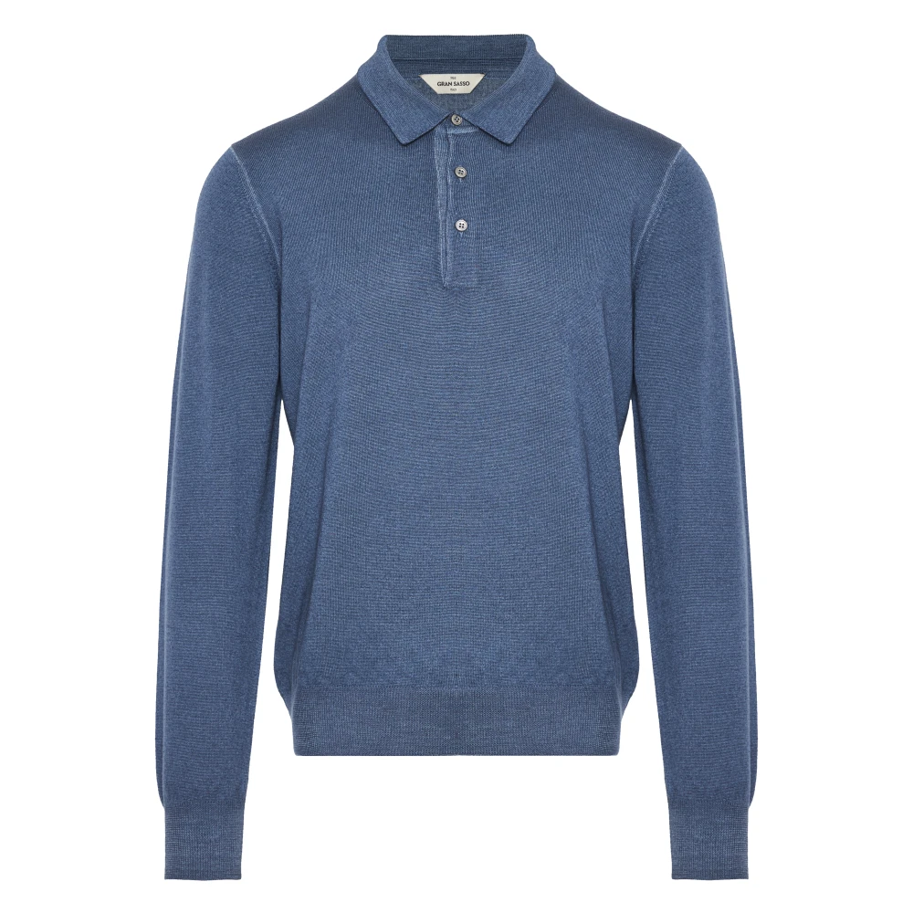 Gran Sasso Wollen Polo Shirt Gemaakt in Italië Blue Heren