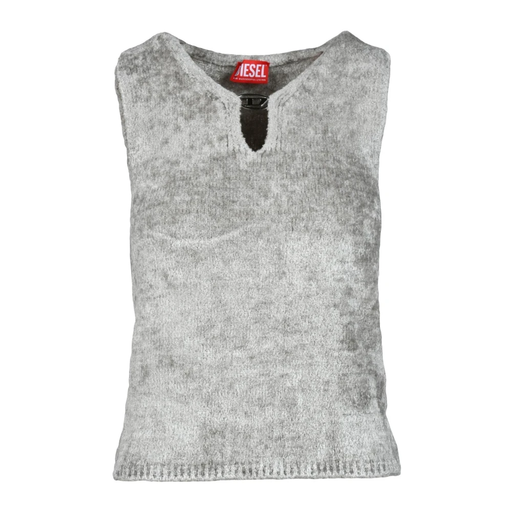 Diesel Stijlvolle Gebreide Top met Rayon-Nylon Gray Dames