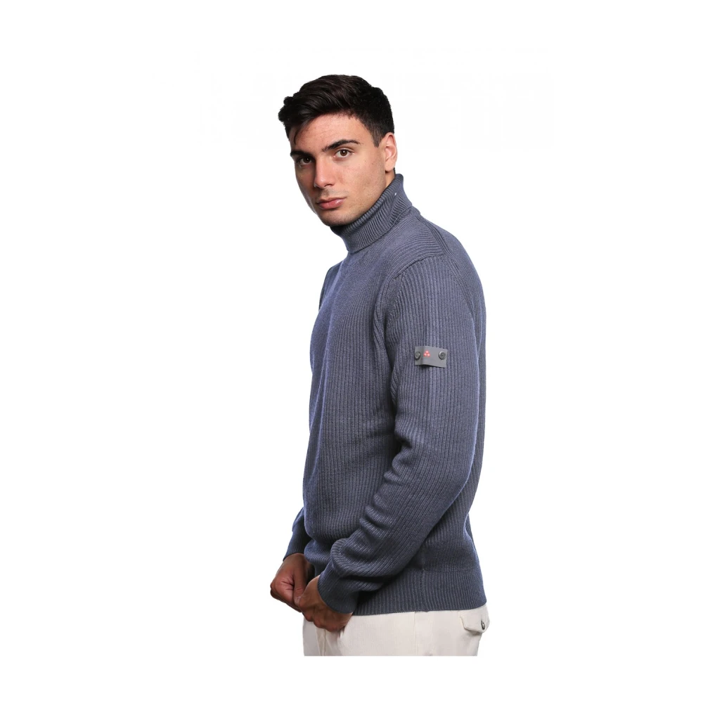 Peuterey Blauwe Geribbelde Trui Evros 01 Blue Heren