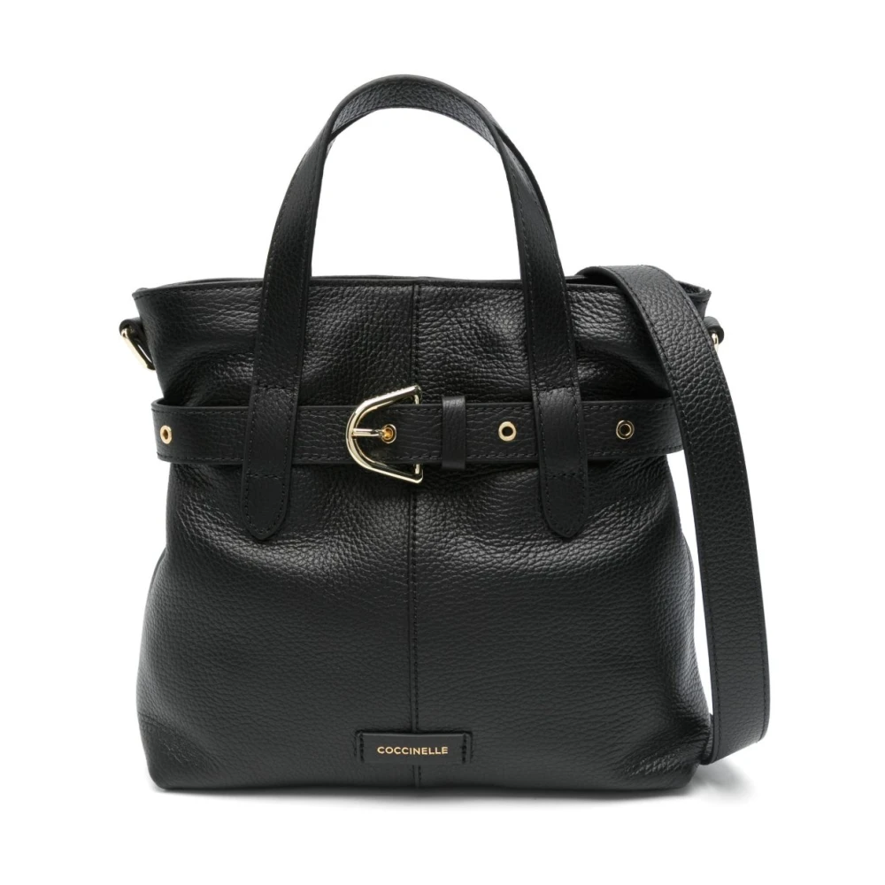 Coccinelle Zwarte leren tas met riem Black Dames