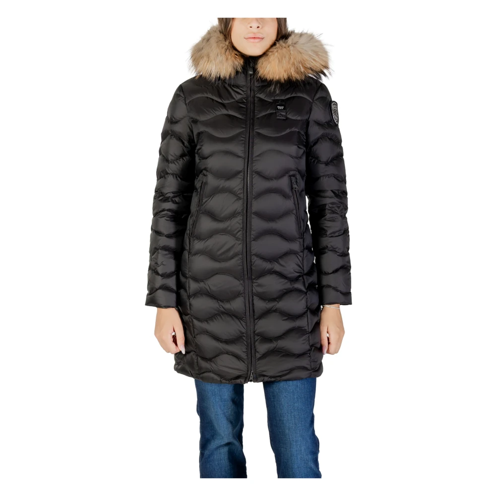 Blauer Women's Black Quilted Winter Jacket With Faux Fur Hood - Parkas - M - Coats