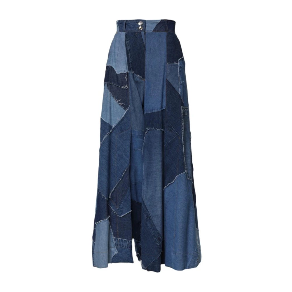 Dolce & Gabbana Women's Blue Denim Patchwork Maxi Skirt