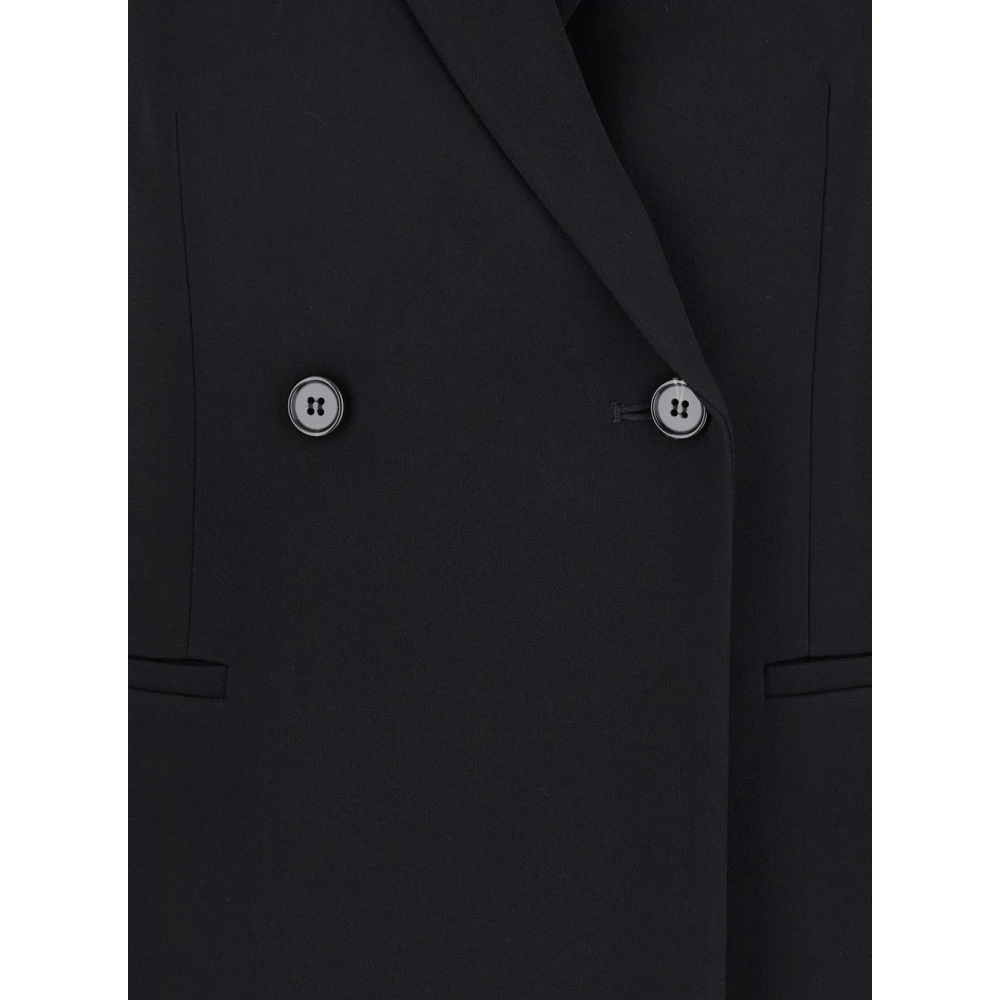 Theory Zwarte double-breasted tech-stof jas Black Dames