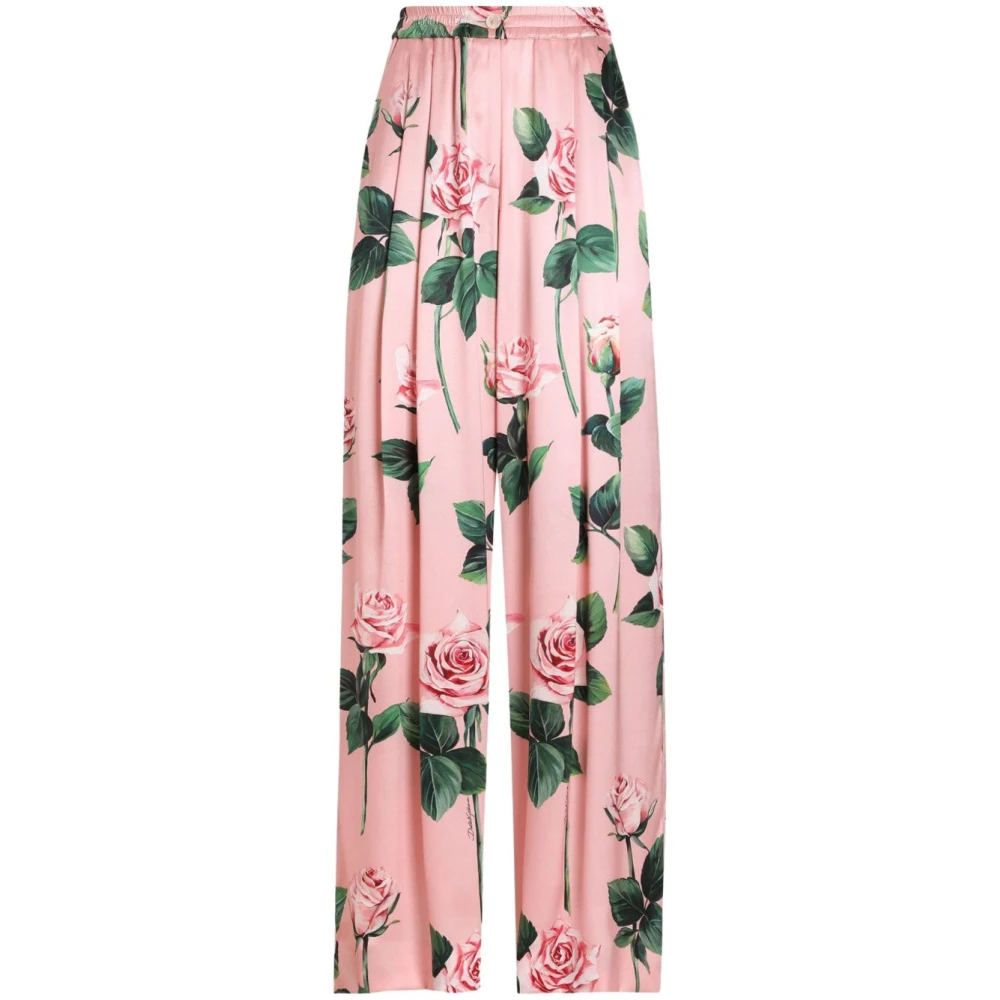 Dolce & Gabbana Bloemenzijden elastische tailleleggings Pink Dames