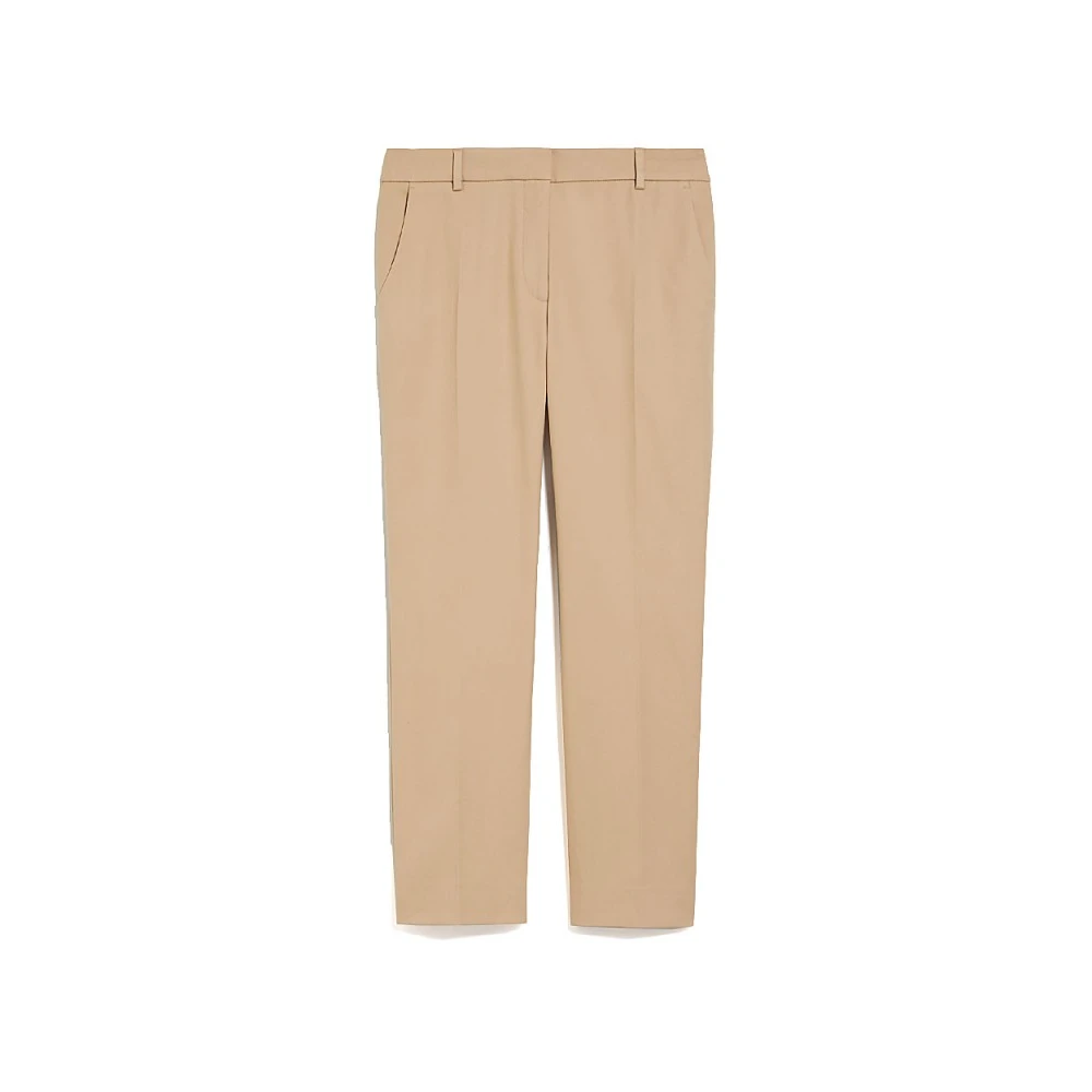 Max Mara Weekend Zandkleurige Stretch Katoenen Sigarettenbroek Beige Dames