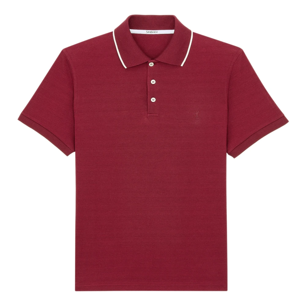 Saint Laurent Men's Red Polo Shirts, L, Cassandre Polo