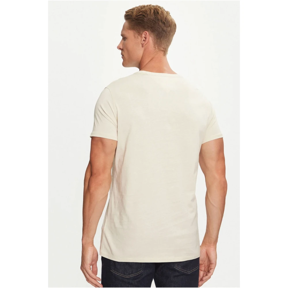 Tommy Jeans Geborduurd logo slim jersey t-shirt Beige Heren