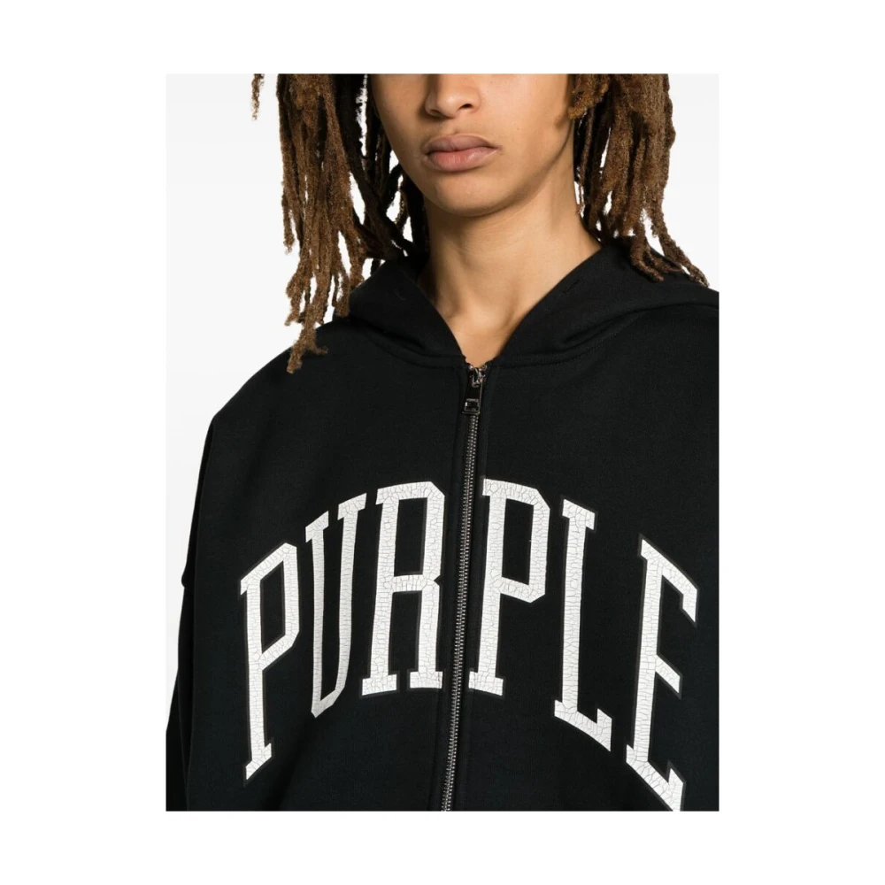 Purple Brand Paarse Hoodie met Logo Print Black Heren