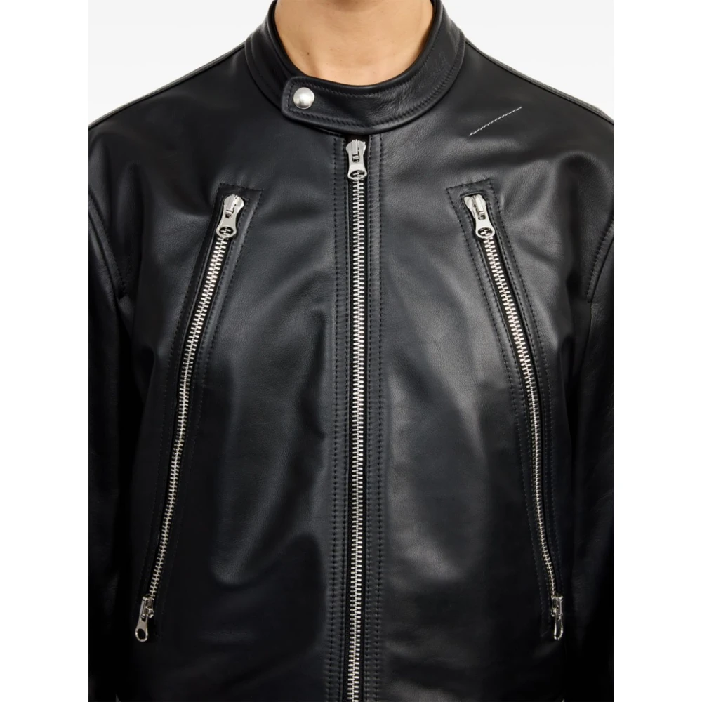 MM6 Maison Margiela Zwarte leren jack Black Dames