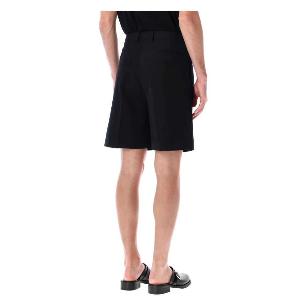 Auralee Zwarte Wol Gabardine Wijde Pijp Shorts Black Heren