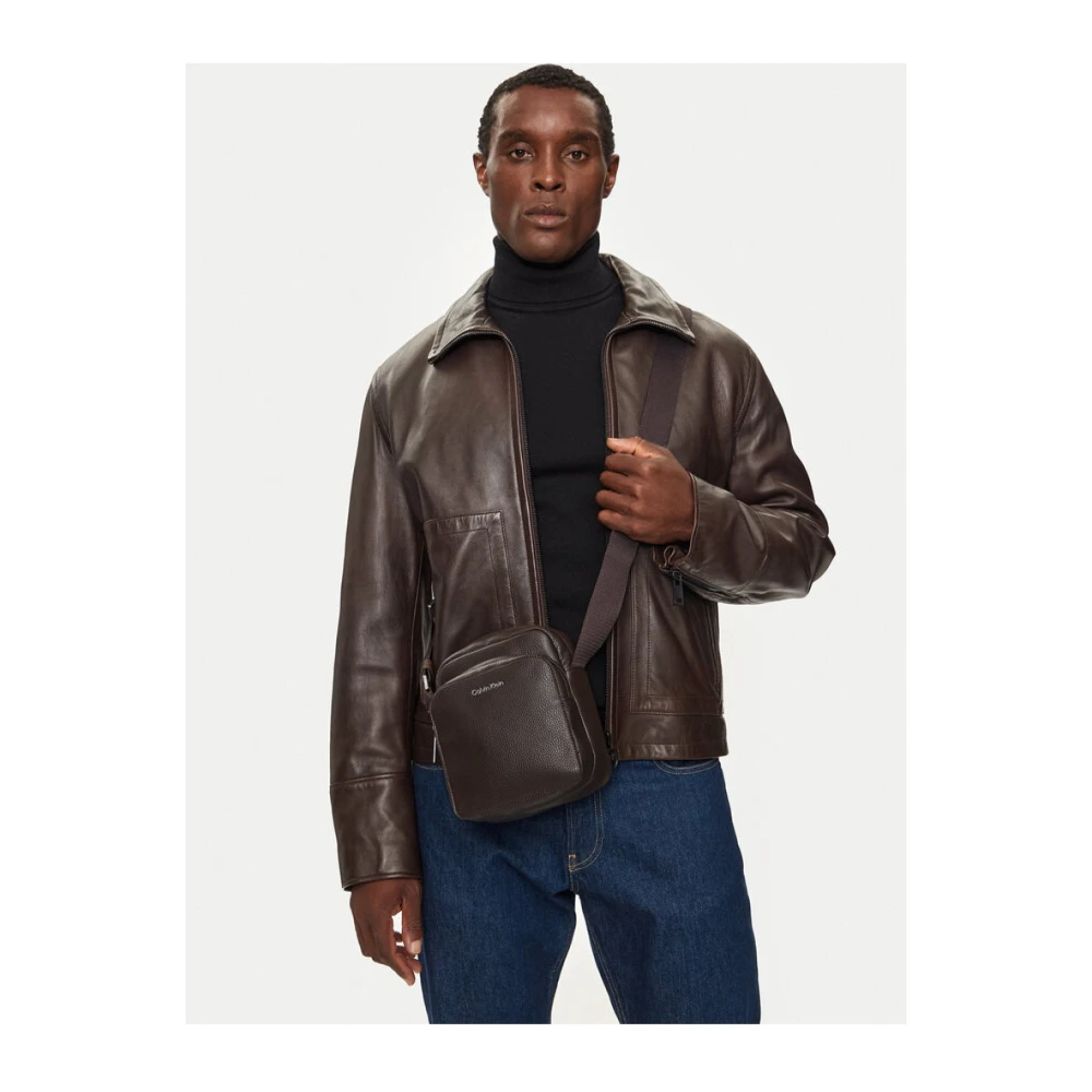 Calvin Klein PU leren schoudertas Bruin Brown Heren