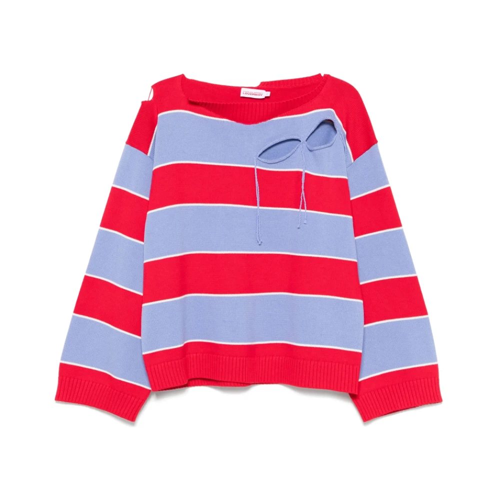 Loverboy by Charles Jeffrey Rode Boothals Trui met Banddetail Multicolor Heren
