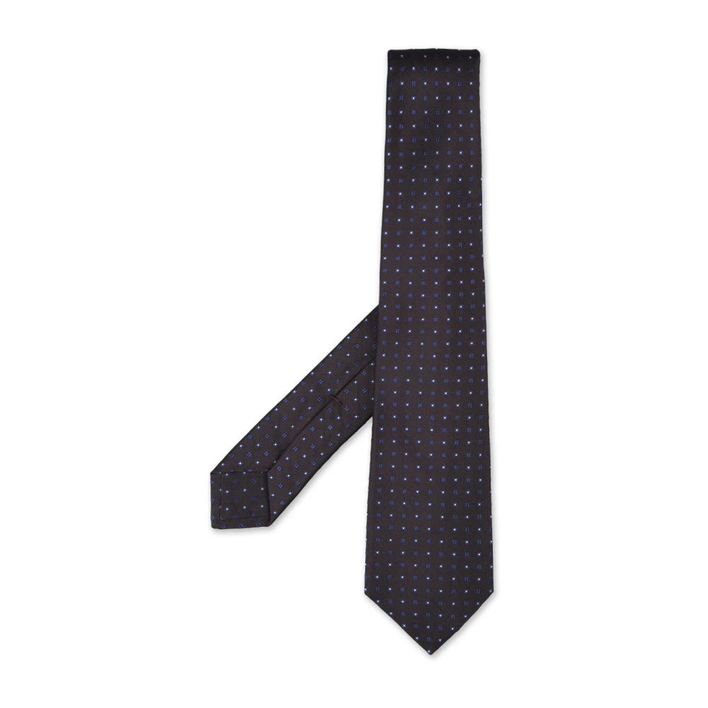 Kiton Blauwe Zijden Stropdas met Geometrisch Patroon Multicolor Heren