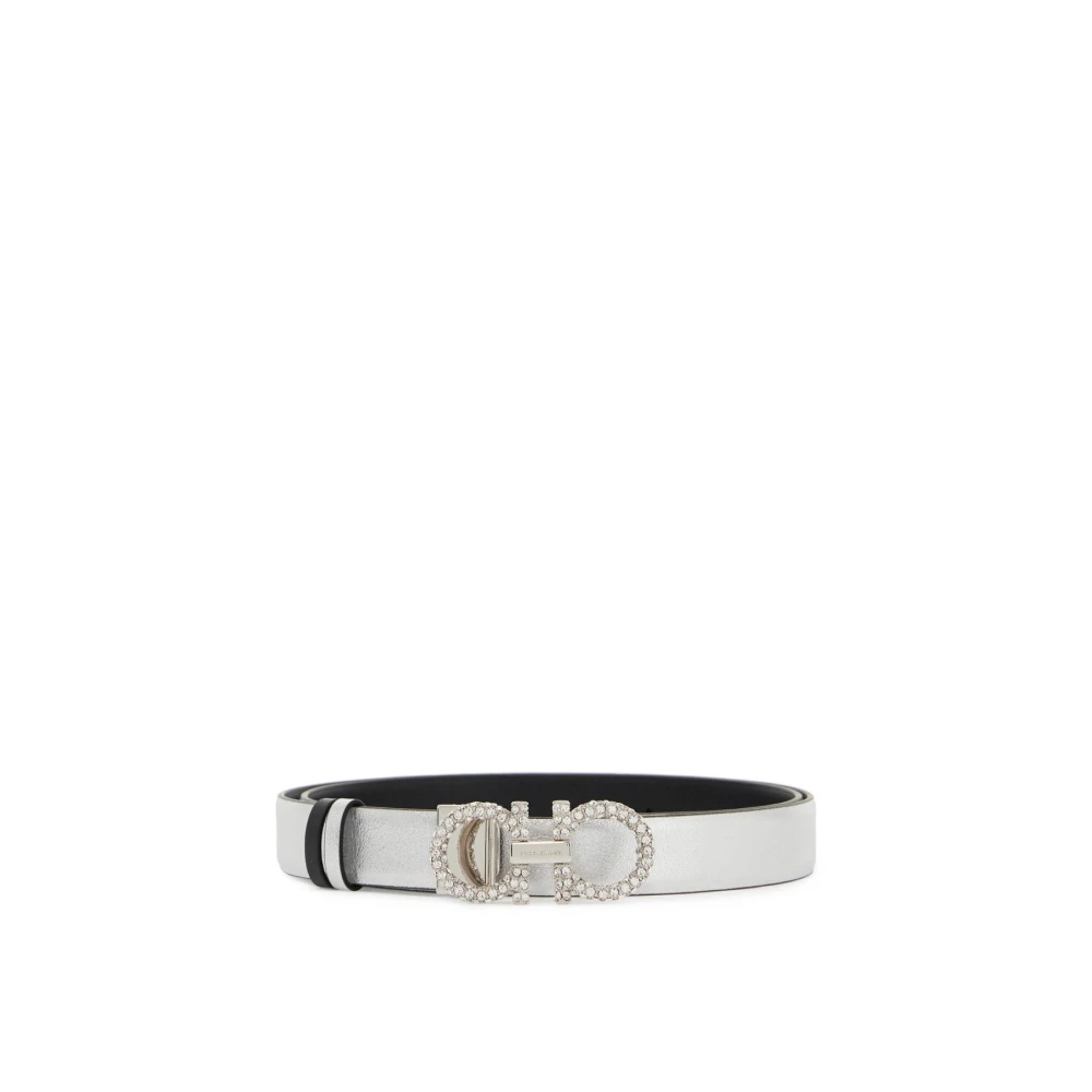 Salvatore Ferragamo Vändbar Strass G Bälte Gray, Dam