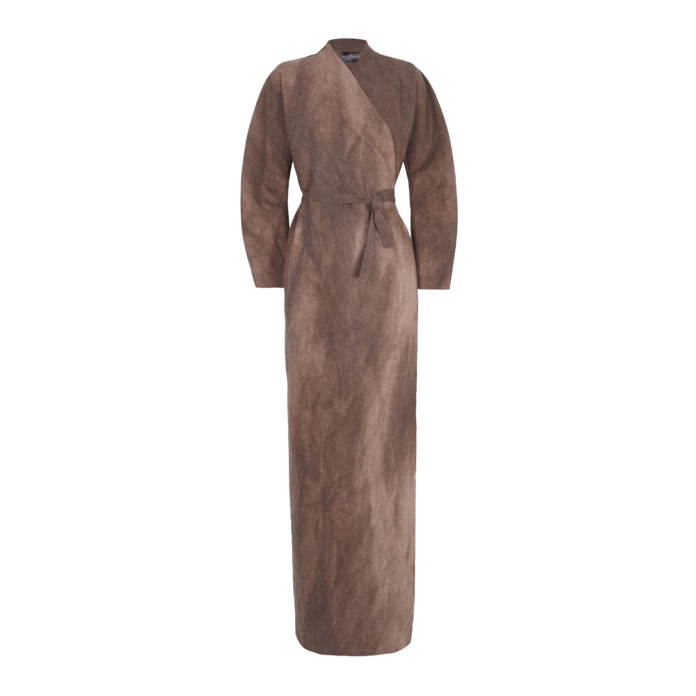 Cortana Rocco jurk van linnen en zuivere wol fade klei Brown Dames