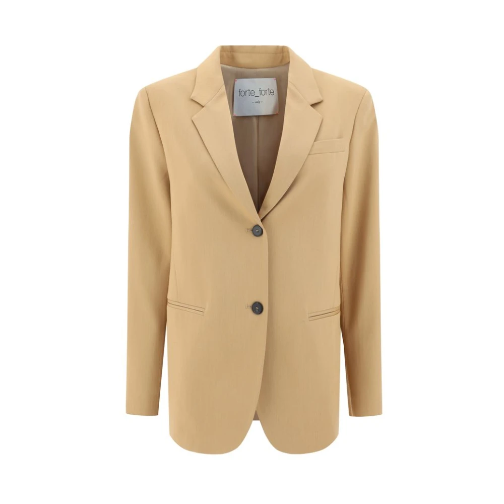 Forte Blazerjas met contrastknopen Beige Dames
