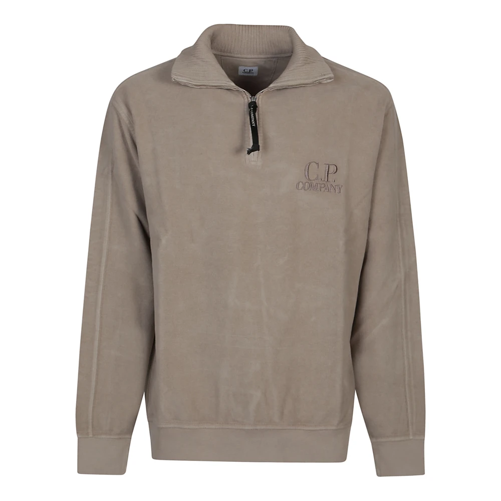 C.p. Company Diagonal Polo Krage Sweatshirt Brown, Herr