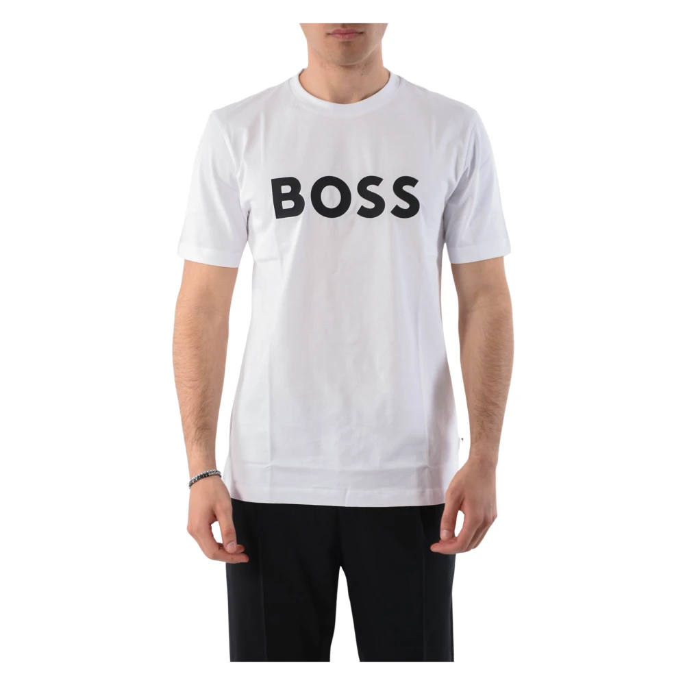 Hugo Boss Bomull T-shirt med Frontlogo White, Herr