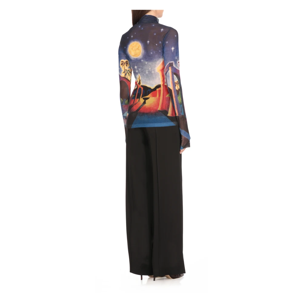 Casablanca Multicolor hoge hals lange mouw T-shirt Multicolor Dames