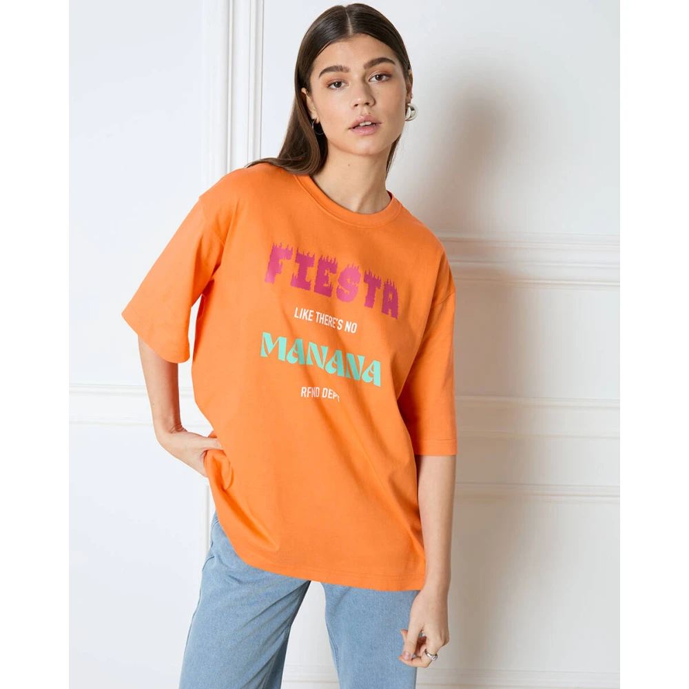 Refined Department Gebreide Fiesta T-shirt Maggy Orange Dames