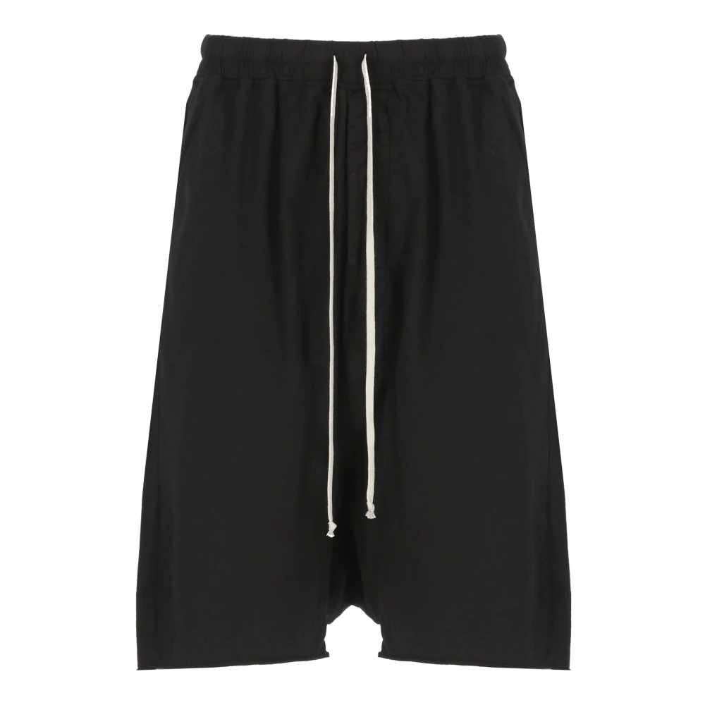 Rick Owens Zwarte Katoenen Bermuda Shorts Elastische Taille Black Heren